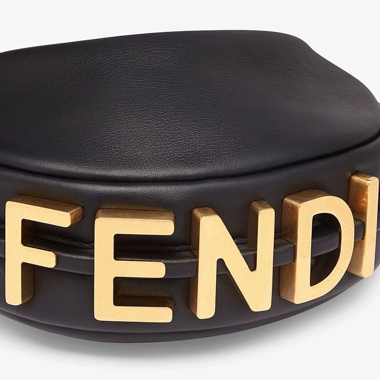 Cheap HOT Black Leather Fendigraphy Fendi Nano Bag In Calf Hobo 0729